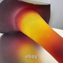 Blenko 2003 Rare Signed Jack In The Pulpit Vase Tequila Sunrise Tri Color Glow