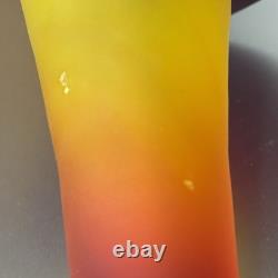 Blenko 2003 Rare Signed Jack In The Pulpit Vase Tequila Sunrise Tri Color Glow