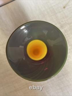 Blenko Glass Tequila Sunrise Tangerine Vase 10 1/8 Excellent Cindition
