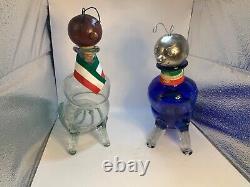 Blown Clear /Blue Glass Casta Worm Shaped Empty Pasion Tequila Decanter Bottle