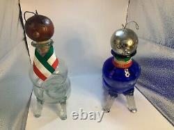 Blown Clear /Blue Glass Casta Worm Shaped Empty Pasion Tequila Decanter Bottle