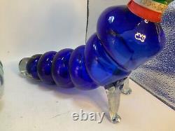 Blown Clear /Blue Glass Casta Worm Shaped Empty Pasion Tequila Decanter Bottle