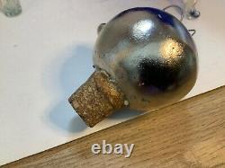 Blown Clear /Blue Glass Casta Worm Shaped Empty Pasion Tequila Decanter Bottle