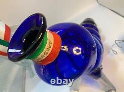 Blown Clear /Blue Glass Casta Worm Shaped Empty Pasion Tequila Decanter Bottle