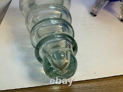 Blown Clear /Blue Glass Casta Worm Shaped Empty Pasion Tequila Decanter Bottle