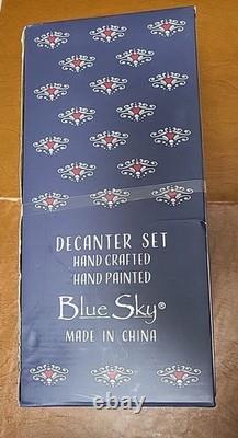 Blue Sky Clayworks Day of the Dead Maria Sugar Skeleton Decanter Set Tequila NIB