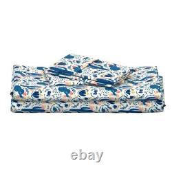 Blue Tequila Cactus Mexico Flower 100% Cotton Sateen Sheet Set by Roostery