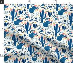 Blue Tequila Cactus Mexico Flower Florals Aztec Sateen Duvet Cover by Roostery