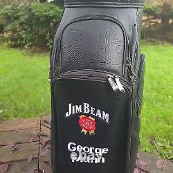 Burton Staff Bag Golf Six Slot 6 Pocket Black Leather Jim Beam Hornitos Tequila