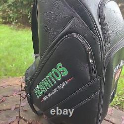Burton Staff Bag Golf Six Slot 6 Pocket Black Leather Jim Beam Hornitos Tequila