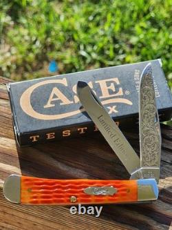 CASE XX USA 2026 TEQUILA SUNRISE ORANGE BONE TRAPPER KNIFE 6254 Custom Engraved