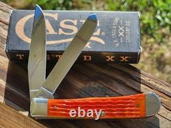 CASE XX USA 2026 TEQUILA SUNRISE ORANGE BONE TRAPPER KNIFE 6254 Custom Engraved
