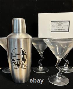 Cabo Wabo PROMO Cocktail Shaker Set Of Waborita Glasses BONUS Sammy Hagar Video