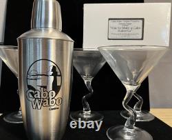 Cabo Wabo PROMO Cocktail Shaker Set Of Waborita Glasses BONUS Sammy Hagar Video