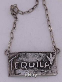 Cactus Sterling silver unique Tequila decanter bottle liquor label tag by Daslin
