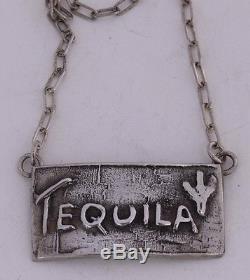 Cactus Sterling silver unique Tequila decanter bottle liquor label tag by Daslin