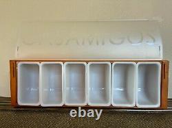 Casamigos Tequila Wood Condiment Dispenser Caddy 6 Tray Taco Bar Chilled Garnish