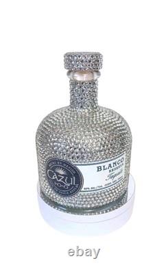 Cazul 100 Blanco Silver Rhinestone Bling Bedazzled 750m Empty Tequila Bottle