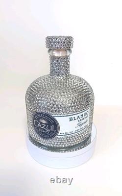 Cazul 100 Blanco Silver Rhinestone Bling Bedazzled 750m Empty Tequila Bottle