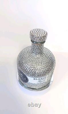 Cazul 100 Blanco Silver Rhinestone Bling Bedazzled 750m Empty Tequila Bottle