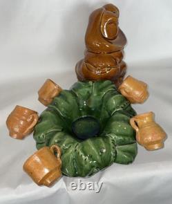 Ceramica Tapia Drunken Donkey Rider Agave Tequila Decanter Stand Shot Bar Decor