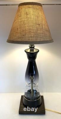 Clase Azul Gold Tequila TABLE LAMP Package withBurlap Shade LED Bulb Wood Base