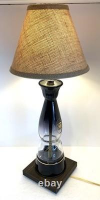 Clase Azul Gold Tequila TABLE LAMP Package withBurlap Shade LED Bulb Wood Base