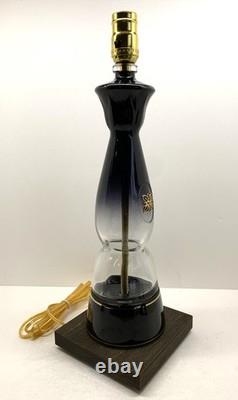 Clase Azul Gold Tequila TABLE LAMP Package withBurlap Shade LED Bulb Wood Base