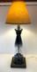 Clase Azul Gold Tequila Table Lamp Package With Kraft Shade Led Bulb Wood Base