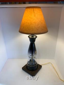 Clase Azul Gold Tequila TABLE LAMP Package with Kraft Shade LED Bulb Wood Base