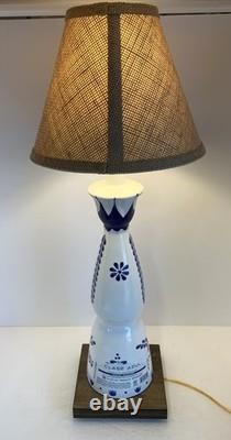 Clase Azul Reposado Tequila TABLE LAMP Package withBurlap Shade LED Bulb Wood Base