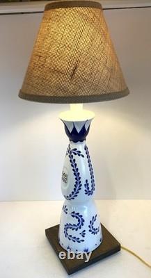 Clase Azul Reposado Tequila TABLE LAMP Package withBurlap Shade LED Bulb Wood Base