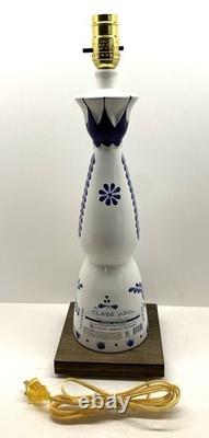 Clase Azul Reposado Tequila TABLE LAMP Package withBurlap Shade LED Bulb Wood Base