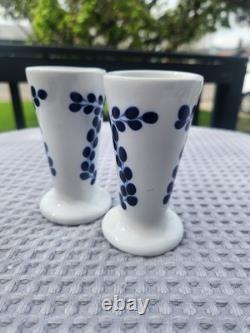 Clase Azul Tequila Ceramic Hand Painted Snifter Shot Glasses Mexico Set Of 2