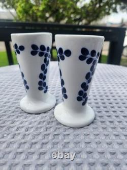 Clase Azul Tequila Ceramic Hand Painted Snifter Shot Glasses Mexico Set Of 2