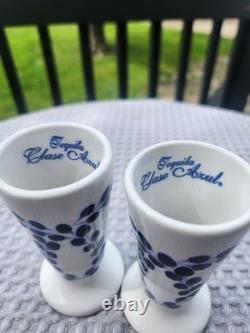 Clase Azul Tequila Ceramic Hand Painted Snifter Shot Glasses Mexico Set Of 2