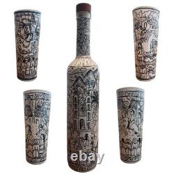 Colorful Mexican Artistry in Every Sip Hand-painted Tequila decanter & Shot