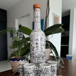 Colorful Mexican Artistry in Every Sip Hand-painted Tequila decanter & Shot