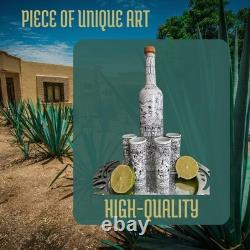 Colorful Mexican Artistry in Every Sip Hand-painted Tequila decanter & Shot