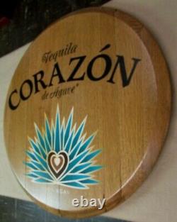 Corazon de Agave Tequila Barrel Keg Head 21 Round Wooden Sign/Wall Hanging
