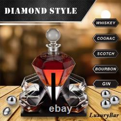 Diamond Whiskey Decanter Sets for Men with ChillBall &Tray, Whiskey Decanter