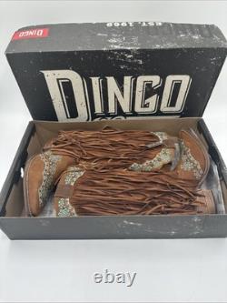 Dingo Tequila Fringe Southwest Sunrise Snip Toe Cowboy Womens Brown Sz 11M NIB