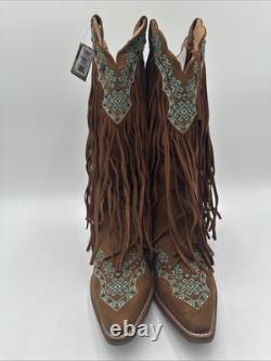 Dingo Tequila Fringe Southwest Sunrise Snip Toe Cowboy Womens Brown Sz 11M NIB