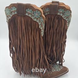 Dingo Tequila Fringe Southwest Sunrise Snip Toe Cowboy Womens Brown Sz 11M NIB