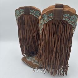 Dingo Tequila Fringe Southwest Sunrise Snip Toe Cowboy Womens Brown Sz 11M NIB