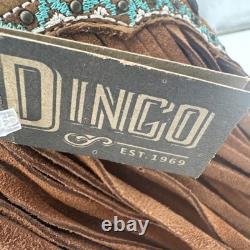 Dingo Tequila Fringe Southwest Sunrise Snip Toe Cowboy Womens Brown Sz 11M NIB