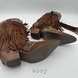 Dingo Tequila Fringe Southwest Sunrise Snip Toe Cowboy Womens Brown Sz 11M NIB