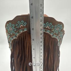 Dingo Tequila Fringe Southwest Sunrise Snip Toe Cowboy Womens Brown Sz 11M NIB