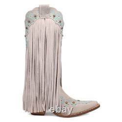 Dingo Tequila Fringe Southwest Sunrise Snip Toe Pull On Womens Off White Casual