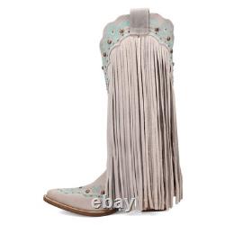Dingo Tequila Fringe Southwest Sunrise Snip Toe Pull On Womens Off White Casual